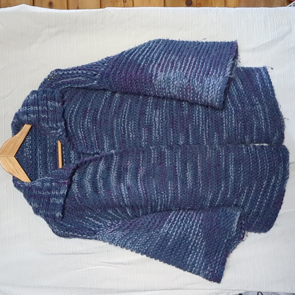 Handknit cardigan boxy chunky Sweater jacket Large - Picture 8 of 8